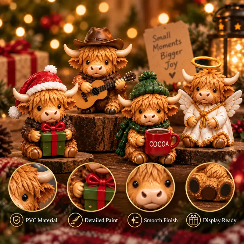 24-Day Highland Cow Advent Calendar - Christmas Countdown Gift Box with Collectible Mini Figurines, Festive Holiday Home Decor Toy Set, Ideal Present for Kids & Cow Enthusiasts